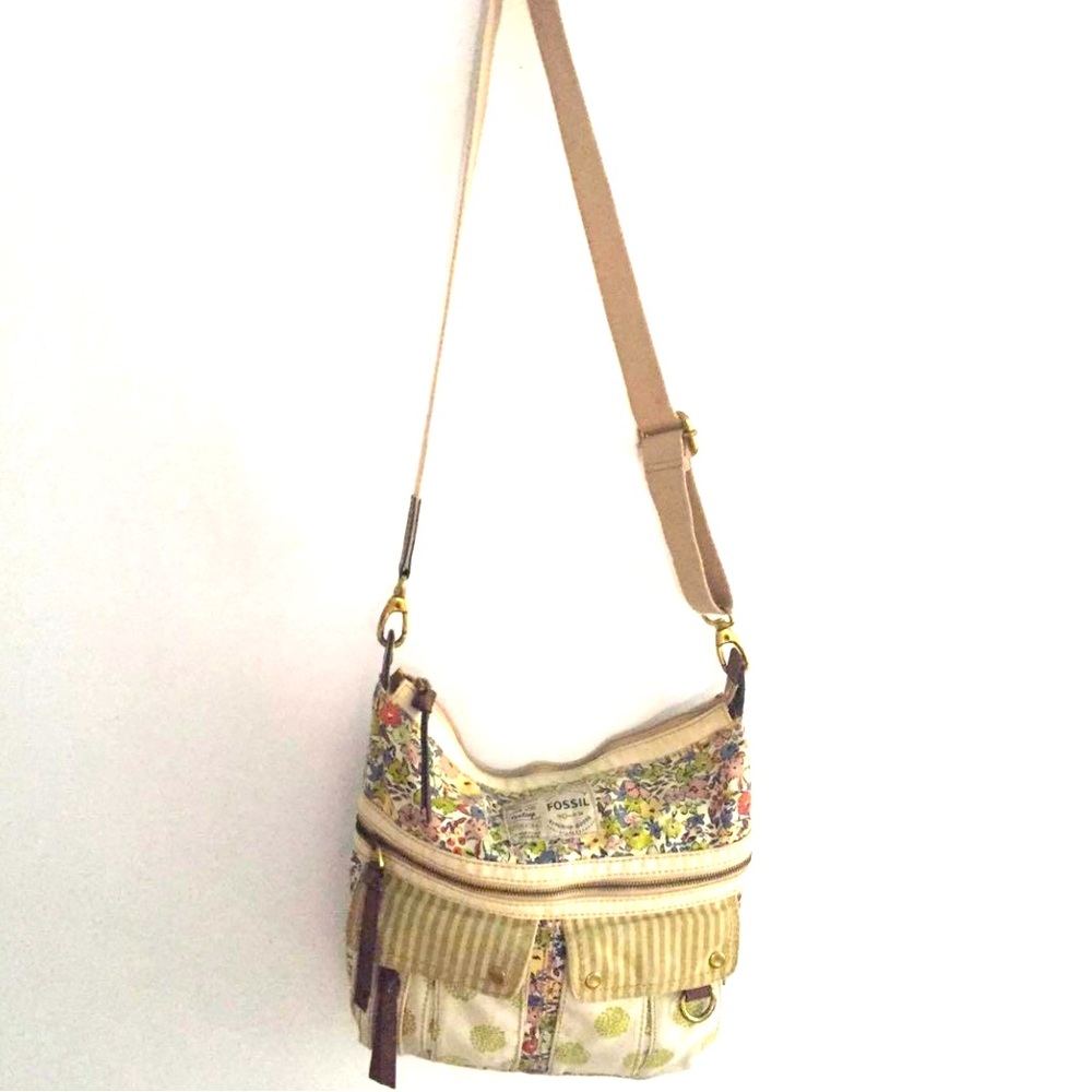 Fossil Long Live Vintage Canvas Shoulder Cross Shoulder Zipper Bag